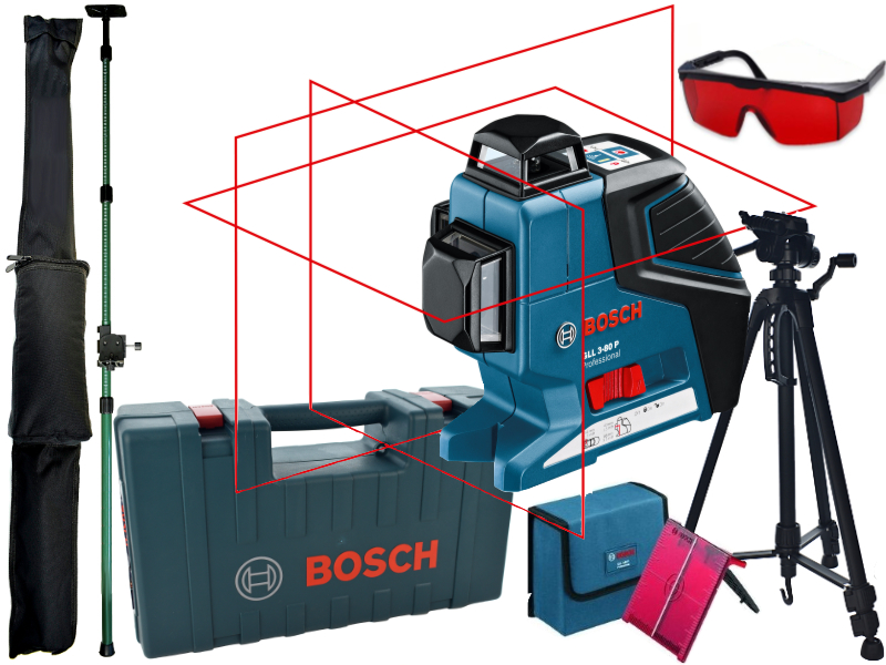 LASER BOSCH GLL 3 80 P STATYW TYCZKA 3 2m WALIZKA 7464018902