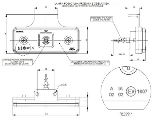 Светодиодный габаритный фонарь с вешалкой белый LD160 - 2