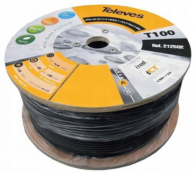 

Kabel antenowy z Televes T100 1,13 Miedź 250m 2125