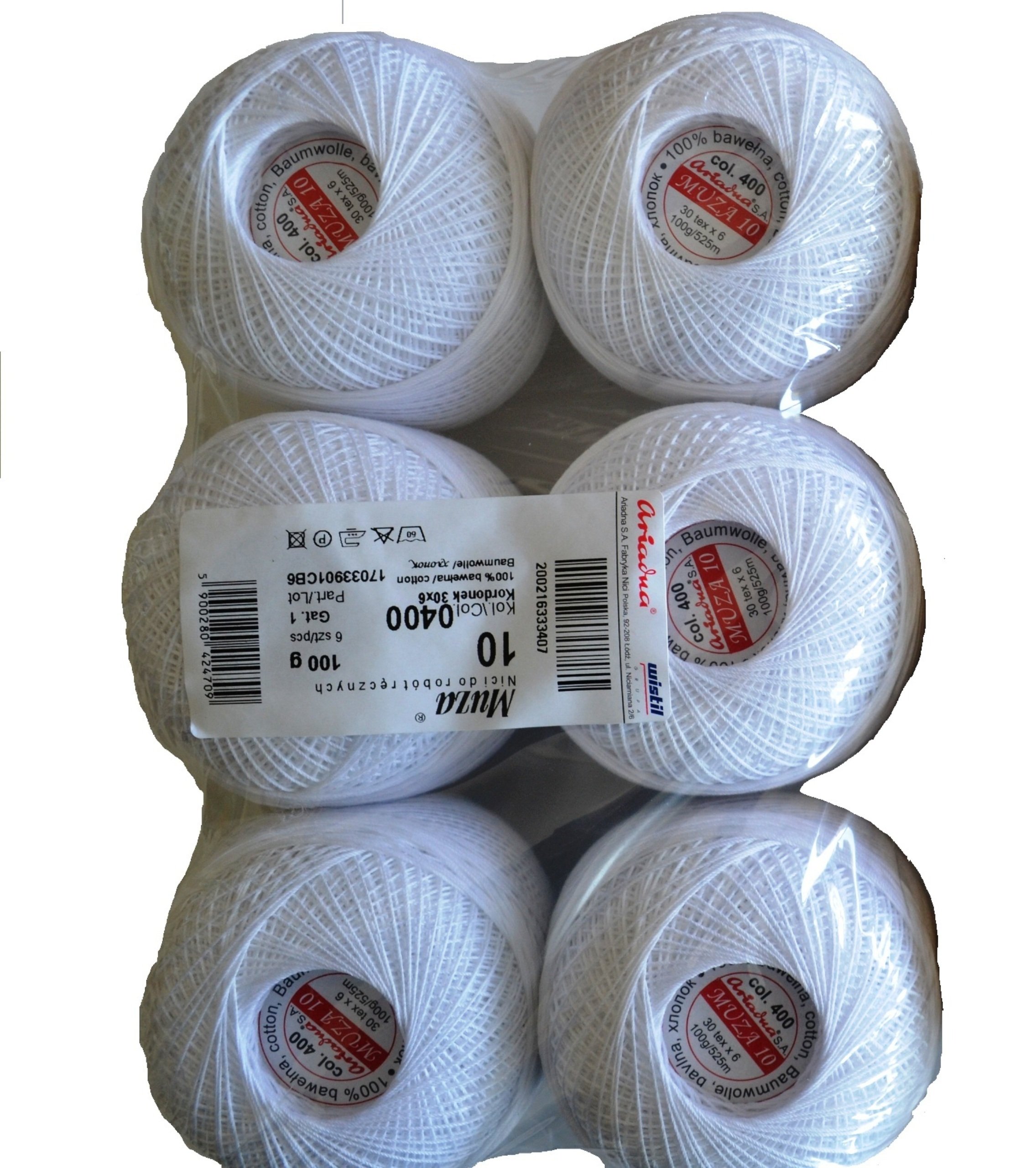 Háčkovací Příze Muza 10 Ariadna 30*6 525 m Opak Bílý Ecru