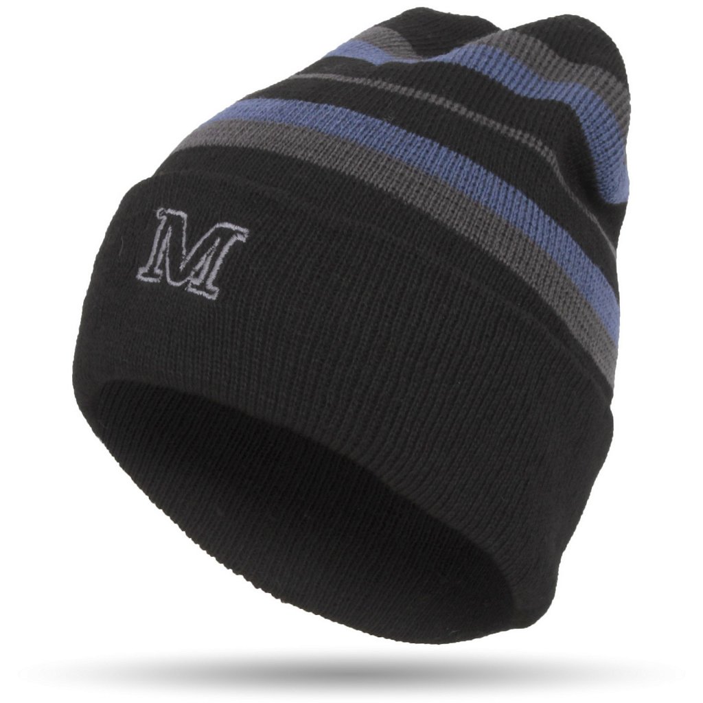 

W305A Beanie Zimowa Czapka Męska W Paski Niebieska