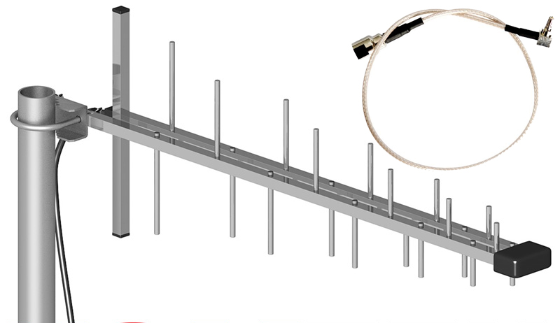 Lte 4G Gsm Dcs Umts Hsdpa anténa, 10 m kabel, konektory Fme a CRC9