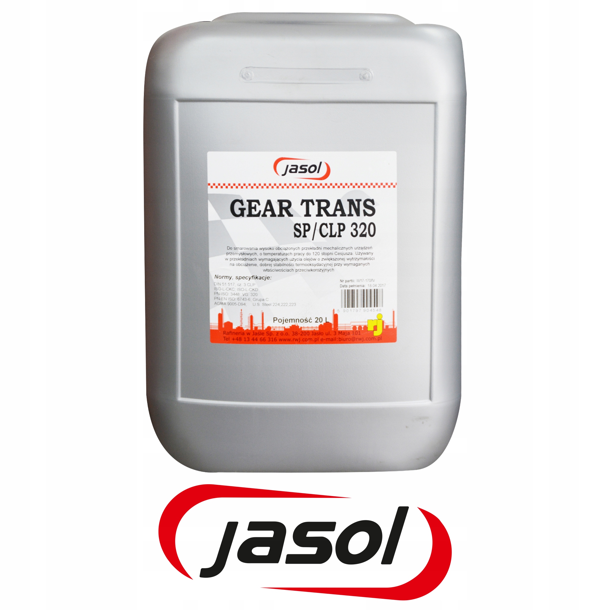 Olej Typu Transol JASOL GEAR TRANS SP CLP 320 20L EAN 5901797904548