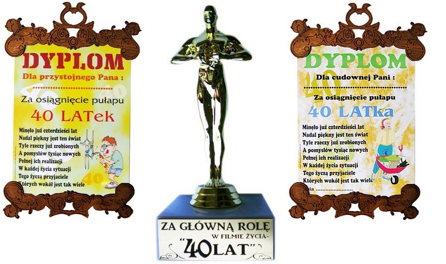 

Statuetka Urodzinowa Dla 40 Latka Latki Dyplom 40