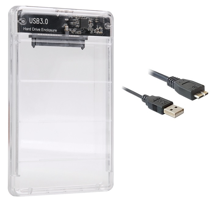 Карман ЖЕСТКИЙ КОРПУС 2,5 HDD SSD USB 3.0 SATA