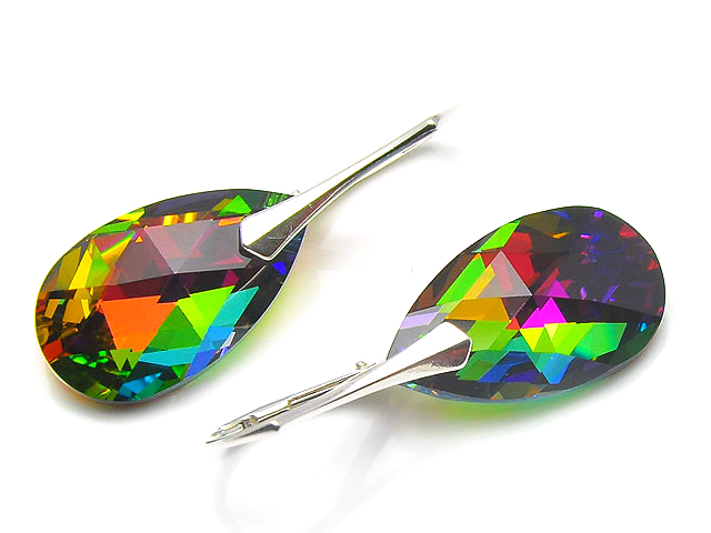 

Srebrne Kolczyki 925 Swarovski Tęczowy Blask + Box