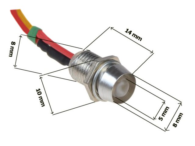 DIODA LED kontrolka 5mm 12V z przewodem BIAŁA Producent części Inny