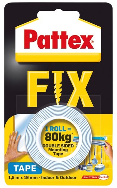 

Taśma dwustronna Pattex Fix 80kg 1,5mx19mm montaż.