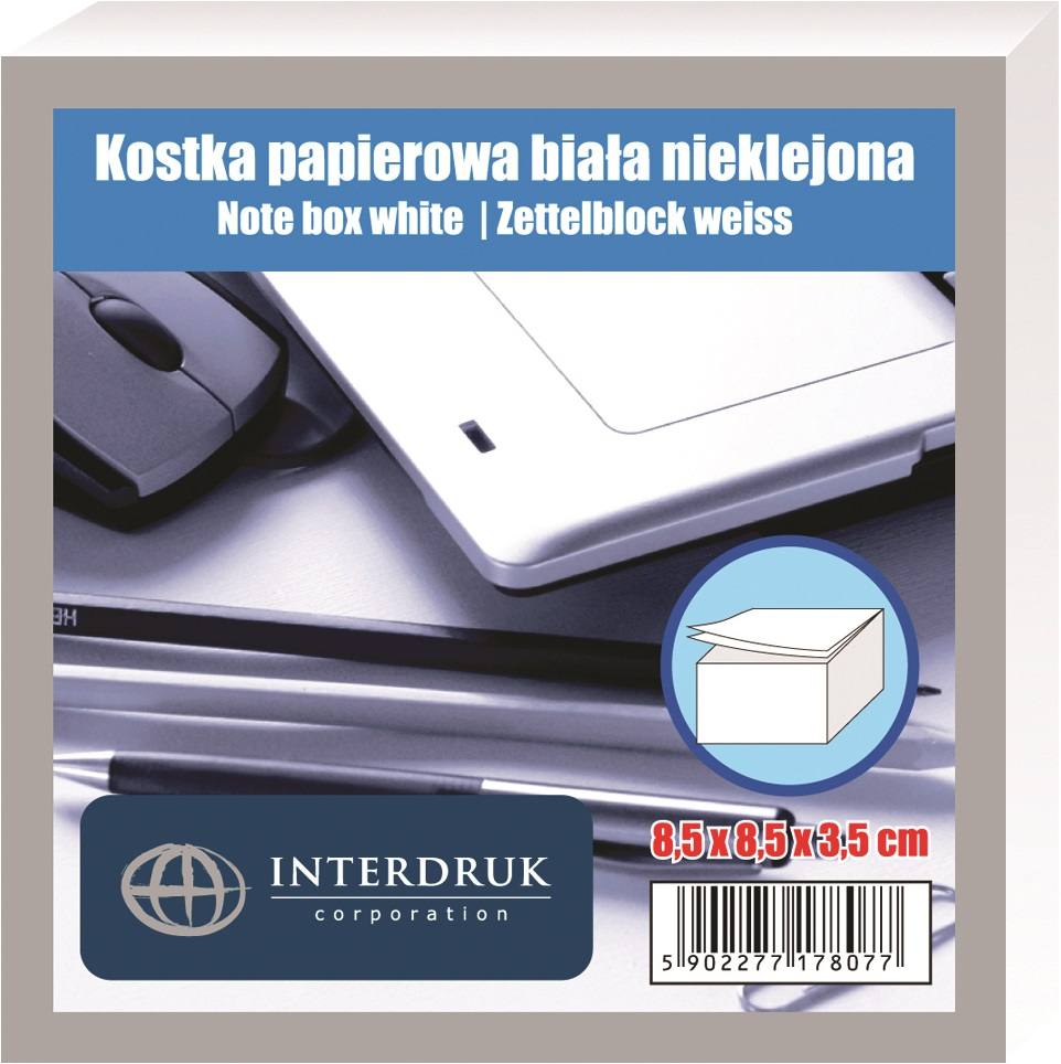 

Kostka Interdruk 85x85x35 mm nieklejona biała