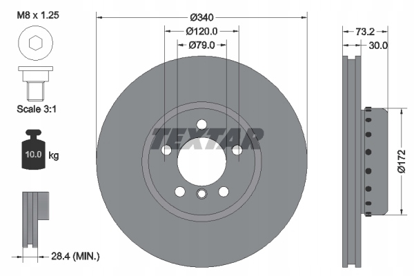 Тормозні диски TEXTAR Перед - BMW 1 F20 , F21 340mm Сторона кабіни перед foto 0