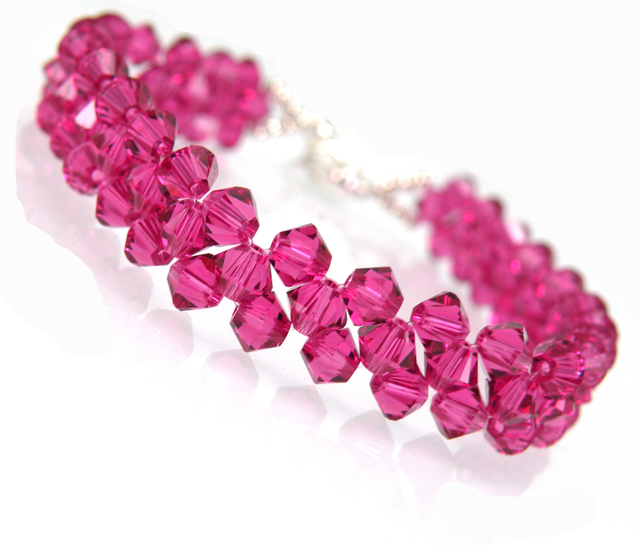 

Bransoletka z kryształów Swarovski różowa fuksja