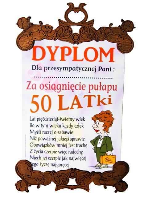 

dyplom Urodziny 50 Latki Śmieszny Kobieta