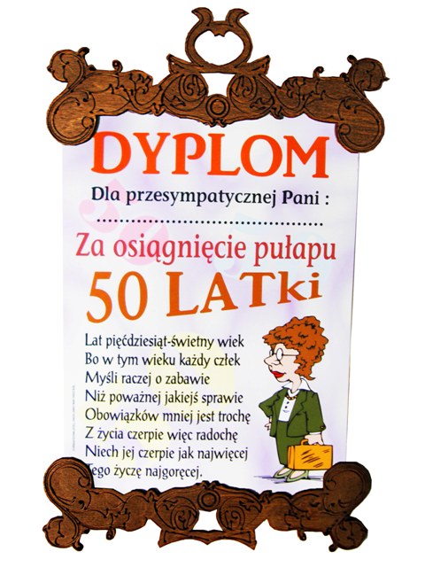 dyplom Urodziny 50 Latki Śmieszny Kobieta