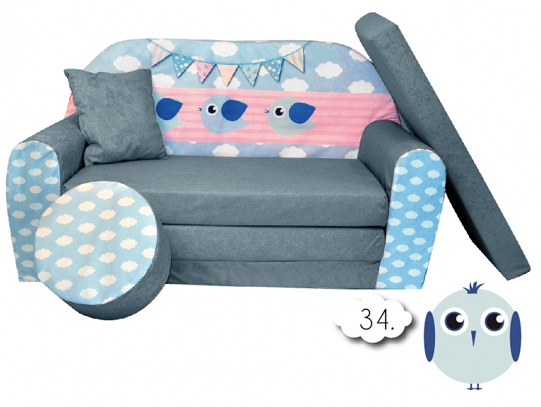 

Sofa Kanapa Łóżko Dla Dzieci Rozkładana Cloud Grey