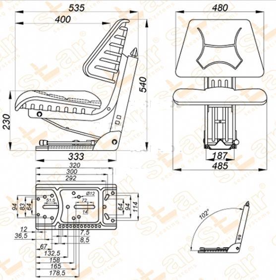 50671062M1 - Сиденье C-330, C360, Zetor, MF, вилочный погрузчик