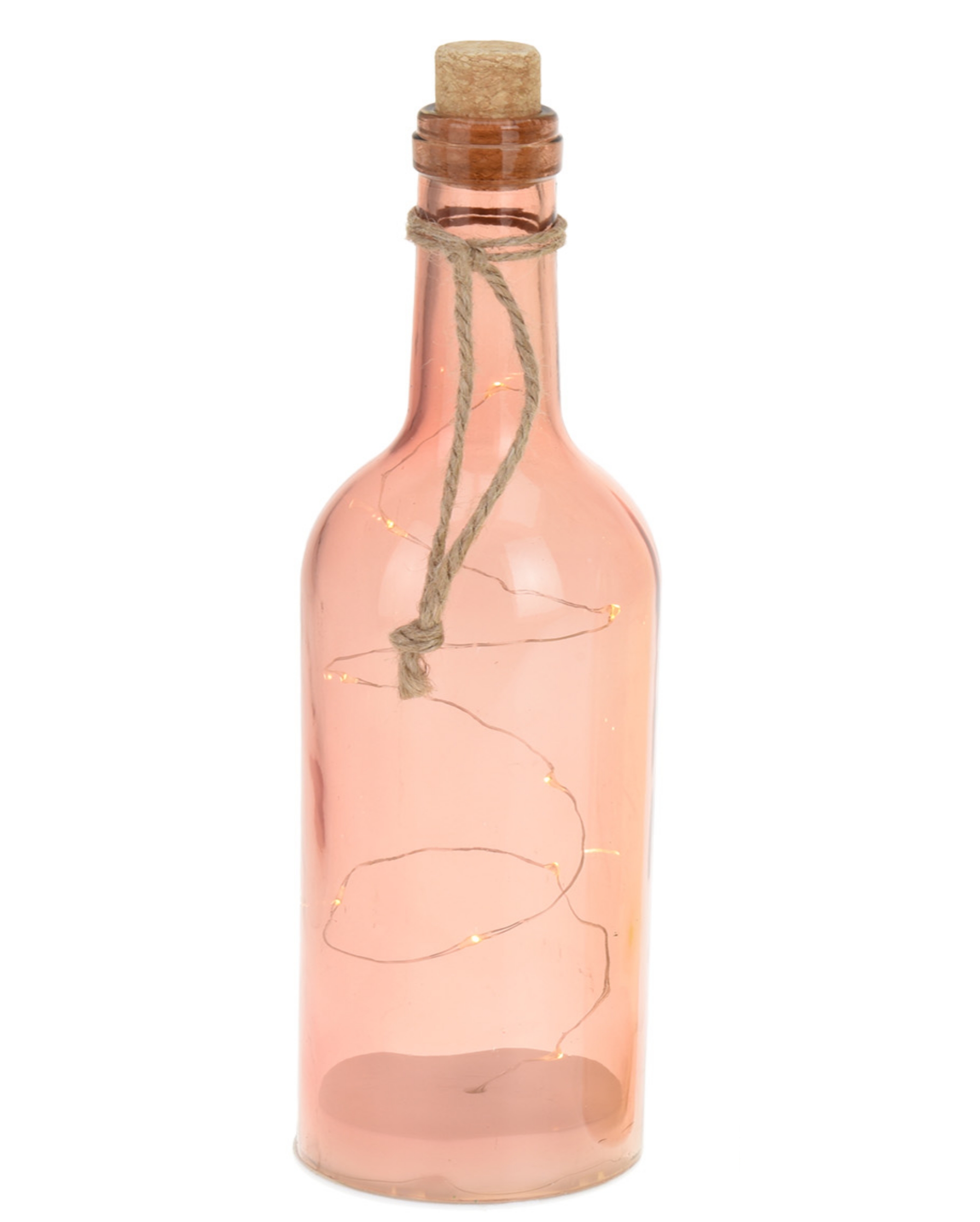 RÓŻOWA SZKALNA BUTELKA LAMPKA LAMPION LED 30cm