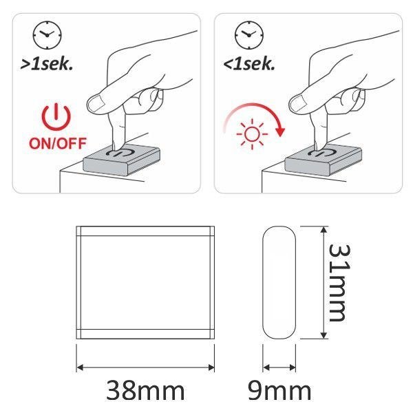 Wyłącznik ściemniacz dotykowy do Led TOUCH Długość 0.038 m