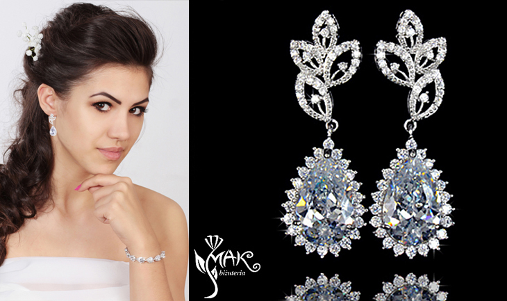 KOL686/11 KOLCZYKI ślubne biżuteria ślubna na ślub Marka Mak-Biżuteria