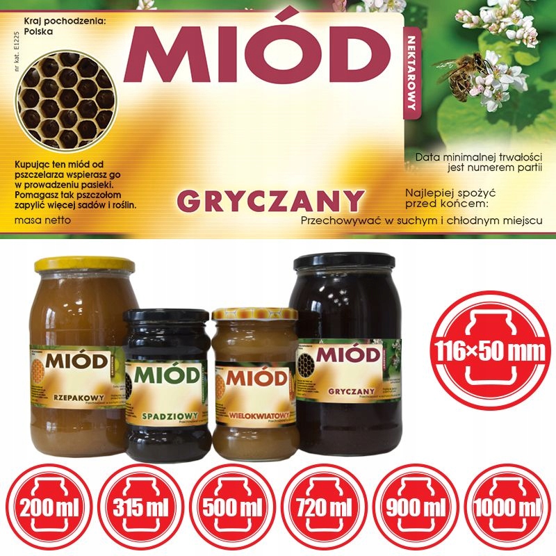 

Etykiety na Miód Gryczany (100szt) wzór E1225