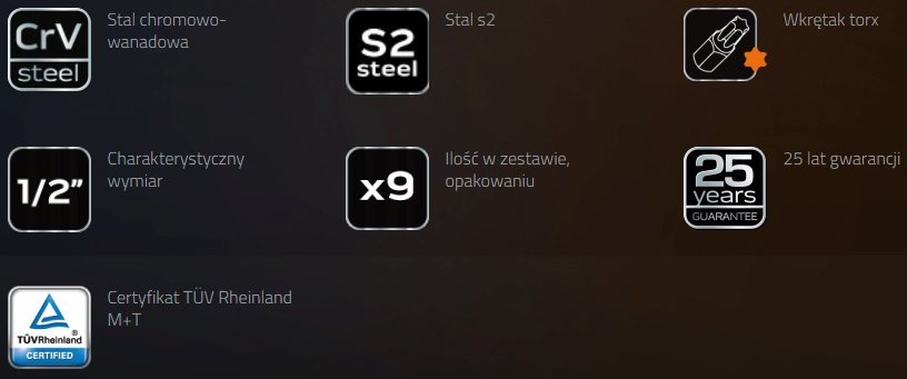 NEO ZESTAW NASADEK NASADKI TORX 08 707 ZESTAW 9CZ Mark NEO Tools