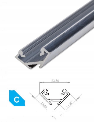 Profil 1m kątowy z kloszem wciskanym do taśm LED Typ profil do LED
