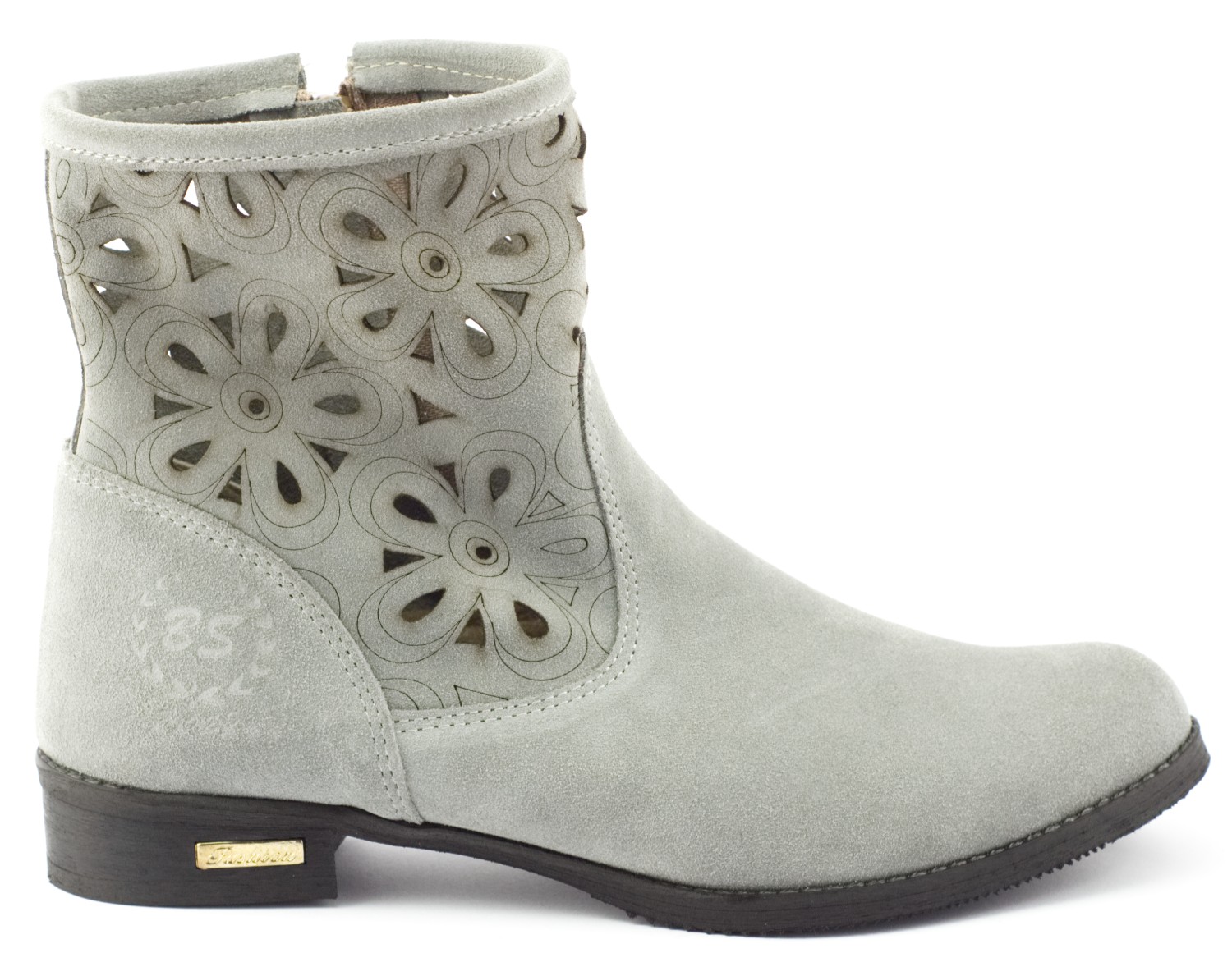 

Ażurowe Botki Na Lato Alice Skóra Jasny Szary 39