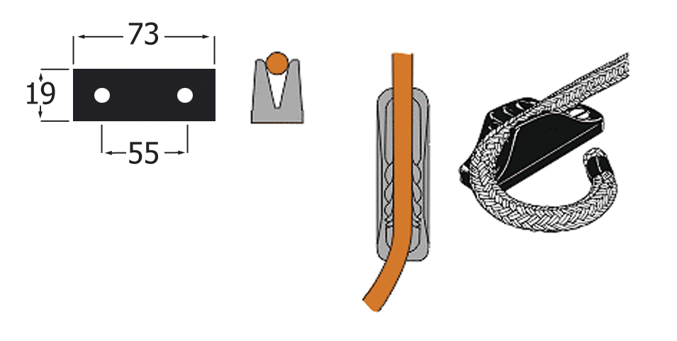 Knaga rowkowa CLAMCLEAT CL209 na line 4-8mm. Długość 1 mm