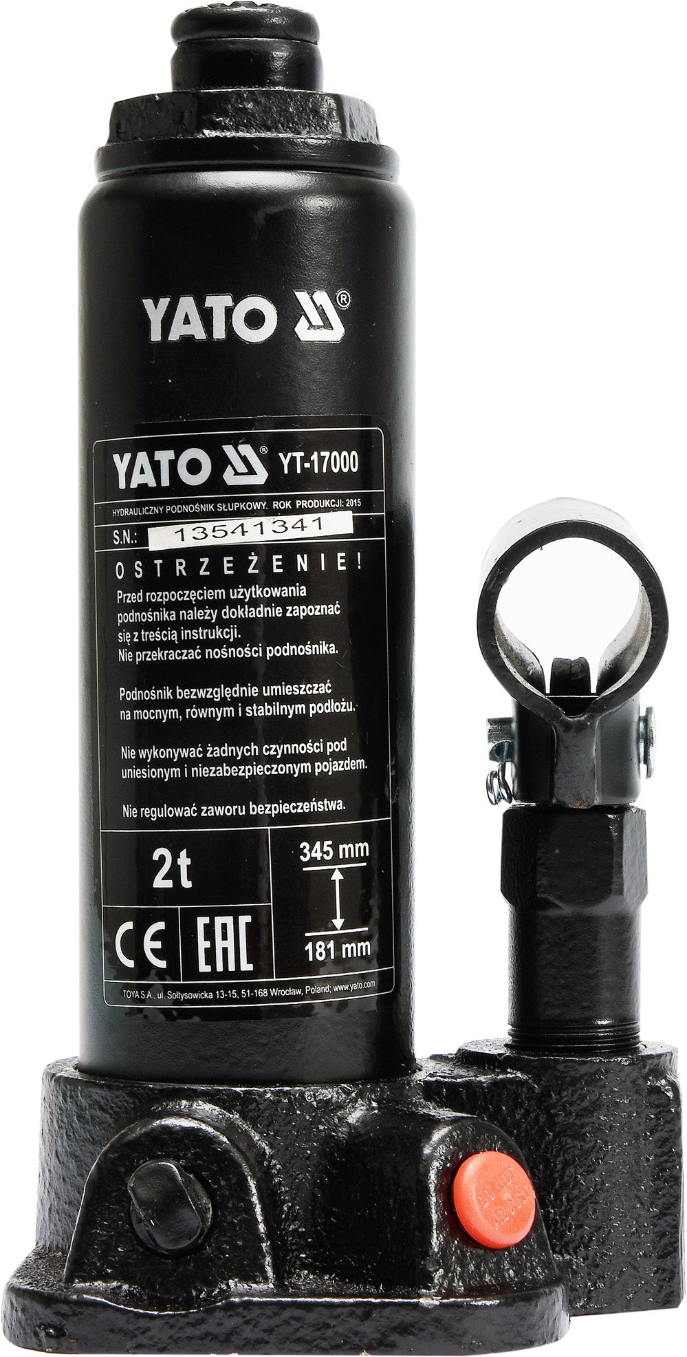 

Yato Podnośnik Tłokowy Hydrauliczny 2T YT-17000