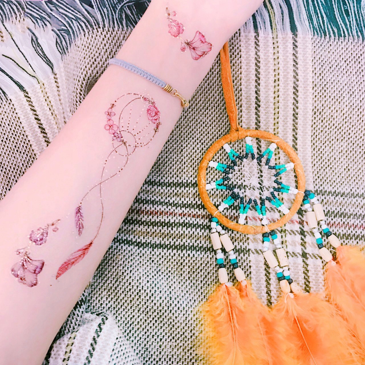 Paperself tatuaż łapacz snów tymczasowy naklejka Kolor dominujący wielokolorowy