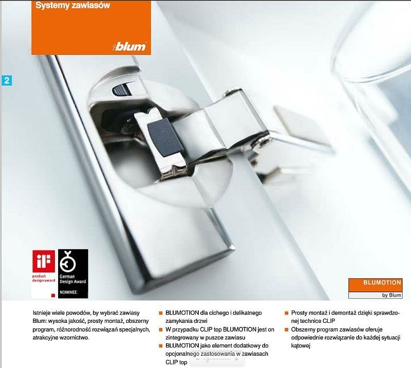 BLUM zawias clip top równoległy blumotion 71B3550 Marka Blum