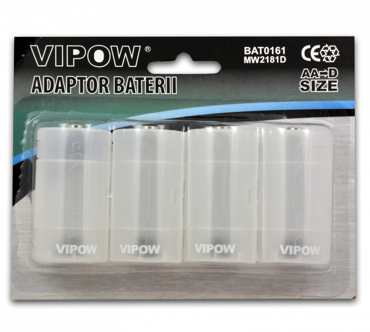 Adapter adaptor na baterie AA R6 na D R20 VIPOW Kod producenta R6 AA-R20