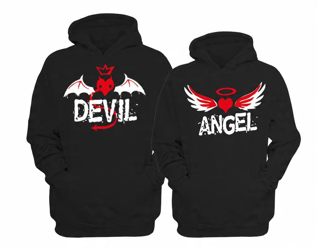 

bluzy dla par z kapturem Devil i Angel roz.XXL