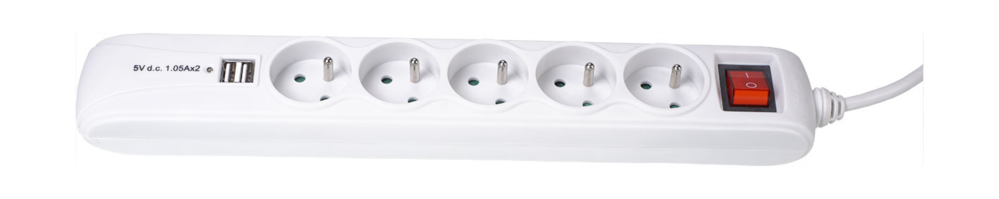 

Przedłużacz mieszkaniowy 5 gniazd z Usb listwa 1,5