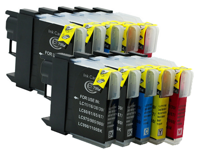 

10x Tusze Do Brother LC1100 LC980 Dcp 195C 375 365