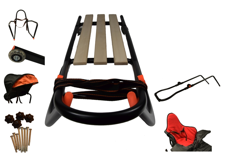 DUŻE SANKI PCHACZEM ŚPIWORKIEM BUDKĄ + KÓŁKA Model sanki5_kol_b_P