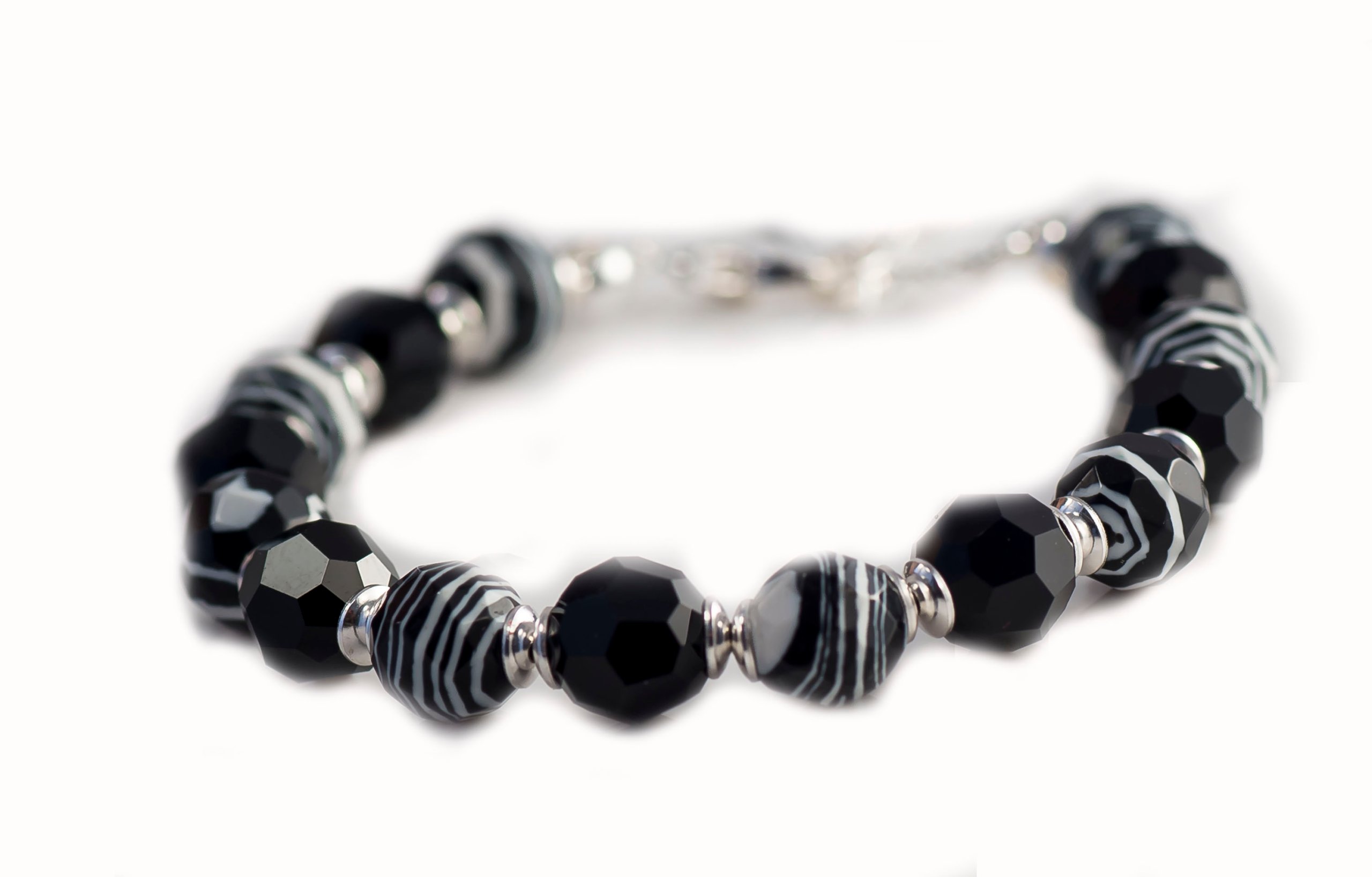 

Swarovski Ball Czarna 2KOL Bransoletka Zebra Stone