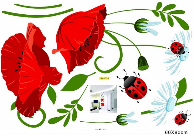 Naklejki ścienne na ścianę MAKI naklejka kwiaty Długość 90 cm