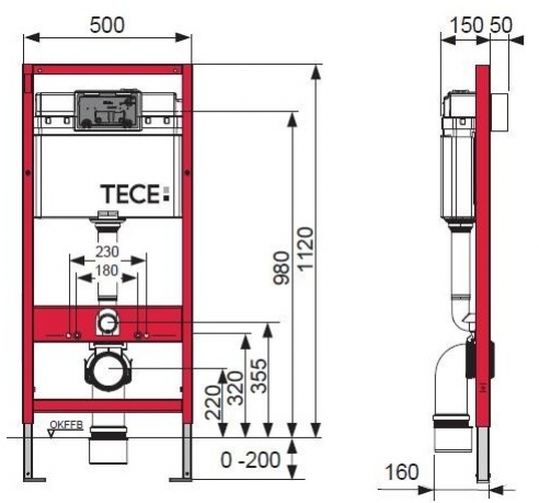

Tece stelaż do Wc H112 Base 9.400.007 mata akust