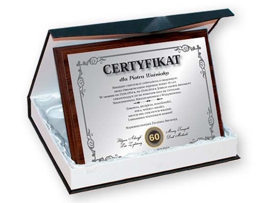 

18 30 35 45 55 65 Urodziny Certyfikat+etui