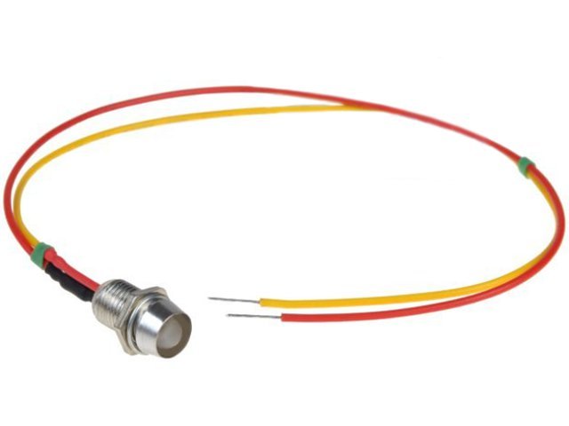 DIODA LED kontrolka 5mm 12V z przewodem BIAŁA