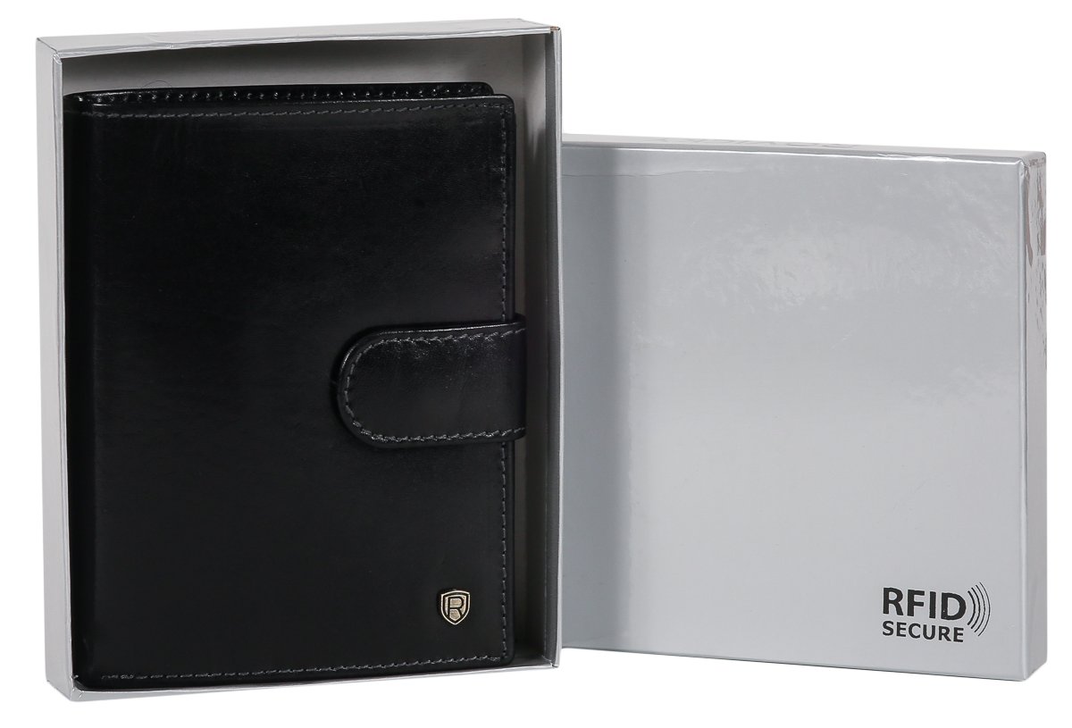 

Elegancki skórzany męski portfel ochrona Rfid
