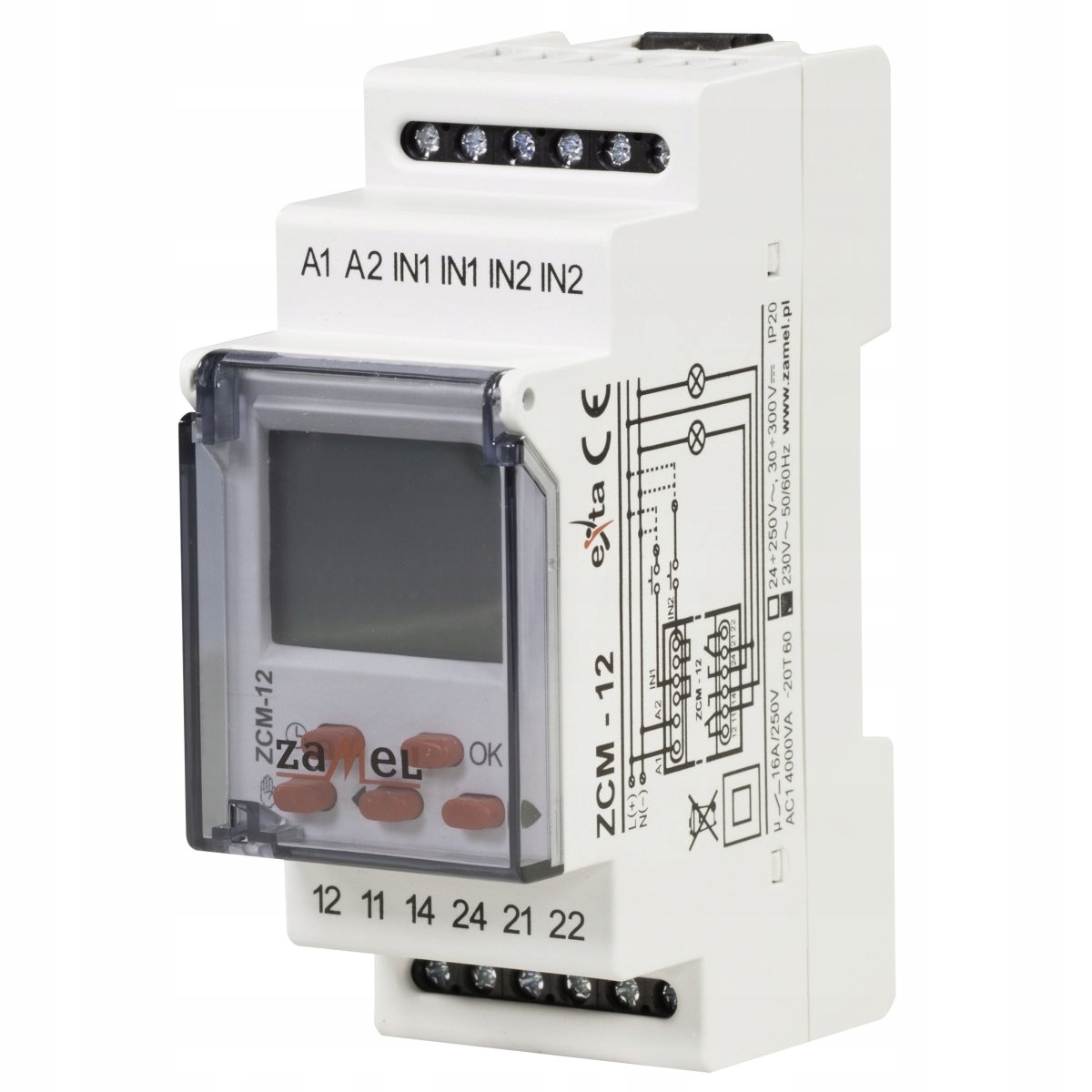 Zegar sterujący Programator czasowy tygodniowy dwukanałowy ZCM-12 Zamel