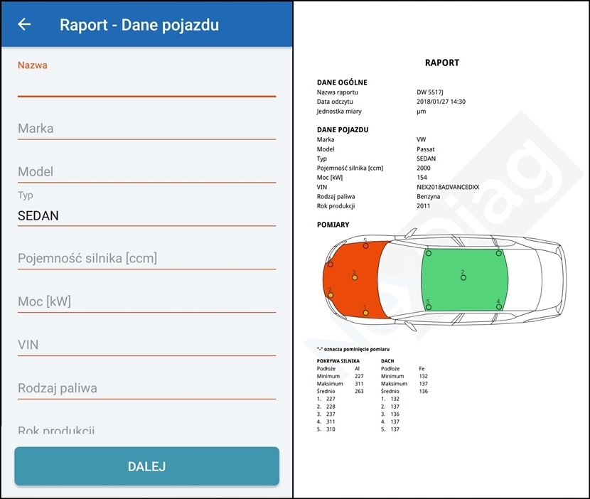 Miernik czujnik lakieru NexPTG Advanced BLUETOOTH Probe type built in