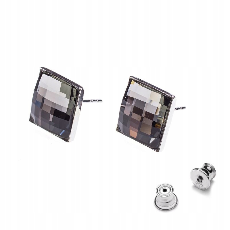 

Srebrne kolczyki z kr. Swarovski szachownica 10 Bd
