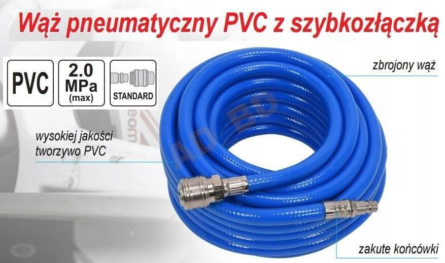 Wąż pneumatyczny ZBROJONY PVC 8mm/20m YATO 24221 Kod producenta YT-24221