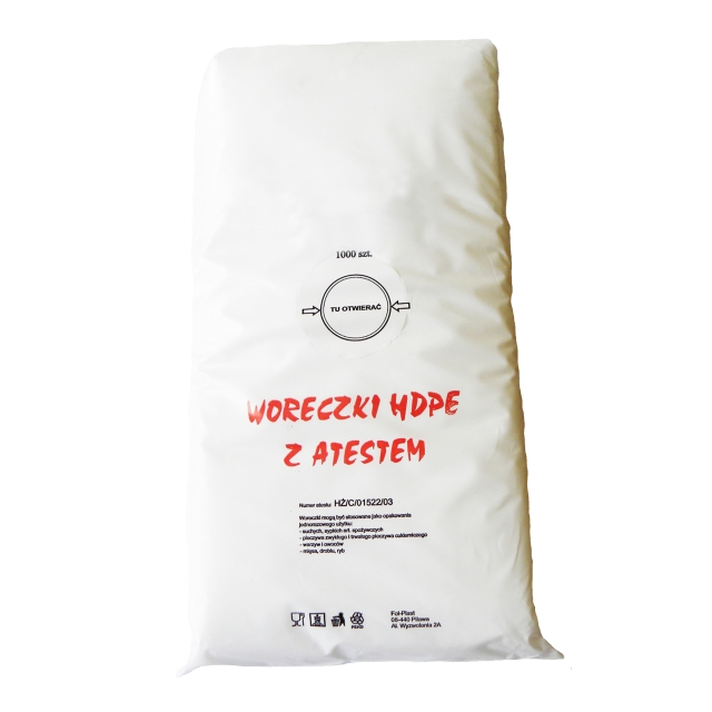WORECZKI ŚNIADANIOWE WORKI SPOŻYWCZE TOREBKI HDPE Z ATESTEM 14x4x32 14X32