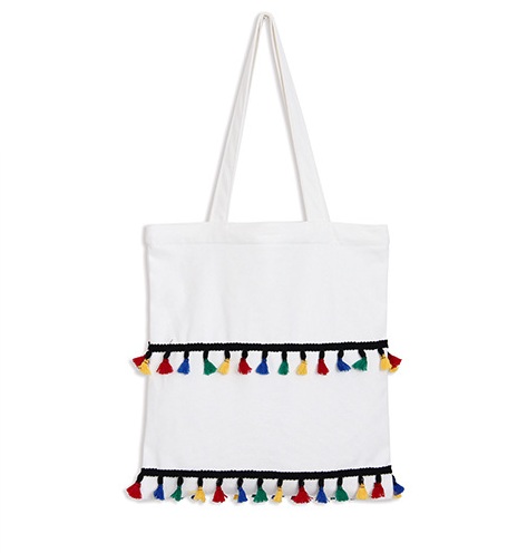 

Duża Materiałowa Torba Z Frędzlami Shopper Bag