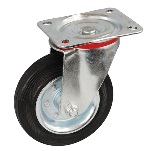 KOŁO SKRĘTNE FI200 DO WÓZKA GUMOWE OBROTOWE CZARNE