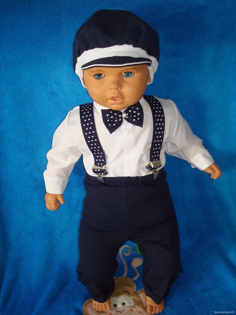 KOSZULA-BODY SPODNIE MUSZKA CZAPKA CHRZEST r.80 Rozmiar 80