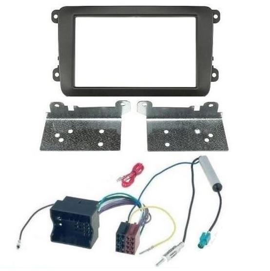 Rámeček adaptér anténní zesilovač pro montáž rádia 2DIN Škoda Seat Vw 2003->